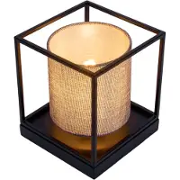 Näve Lampe de table, textile gris, noir, H 17 cm