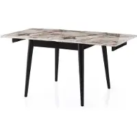Skye Decor , Totem - 3042, marbre blanc, table à rallonge, 80 x 75 x 80 cm, panneaux de particules 100 % mélaminés