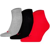 Puma Unisexe, Chaussettes, Socken Söckchen 3 Paar Quarter Uni Rot/Schwarz/Grau, Multicolore, (Lot de 3, 43 - 46)
