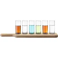 LSA International Verre à Shots L.S.A. Ensemble Vodka Paddle avec Planche de Service (6-Pièces)