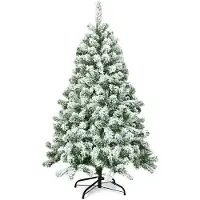 Costway Sapin de Noël artificiel 180cm, Sapin avec neige, 928 pointes PVC, support métallique & système de pliage, Sapin de Noël artificiel Noël