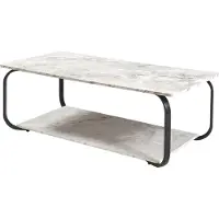 En.casa Table basse 'Kolta' 120x60x43 cm aspect marbre, blanc