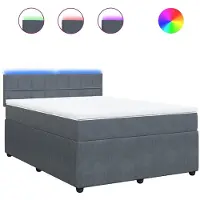 vidaXL Lit boxspring avec matelas gris foncé 140x200 cm velours