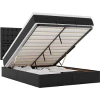 vidaXL Ottoman-lit avec matelas & LEDs Noir 140x190 cm Similicuir