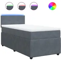 vidaXL Lit boxspring avec matelas gris foncé 90x190 cm velours