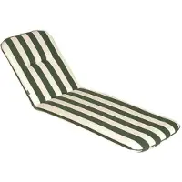 Jardin Privé CANCALE : Coussin de chaise longue, 184 x 59 x 5,5 cm, réversible, rayures vertes et blanches, housse en coton 140 g/m², rembourrage en mousse et fibres