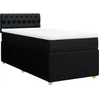 vidaXL Lit boxspring avec matelas noir 90x200 cm Tissu