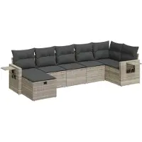 vidaXL Salon de jardin avec coussins 7 pcs gris clair résine tressée