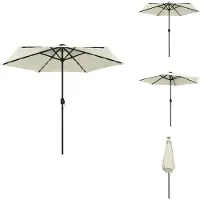 vidaXL Parasol avec éclairage LED et mât en aluminium, 270 cm, blanc sable - Parasols et protections solaires