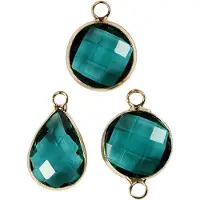 Creotime Assortiment de pendentif à facettes - Vert Lagon - 6 pcs - Argent - Mixte