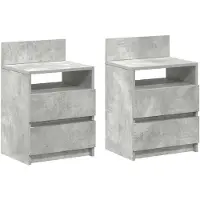 vidaXL Tables de chevet (lot de 2) avec 2 tiroirs gris béton 40 x 33 x 60 cm