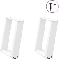 vidaXL Pieds de table basse en U 2 pcs. Blanc 28x(42-43) cm Acier