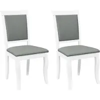 vidaXL Chaises de salle à manger avec coussins 2 pcs. Blanc Bois massif Hévéa
