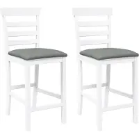 vidaXL Tabouret de bar avec coussin 2 pcs. Blanc Bois massif Hévéa