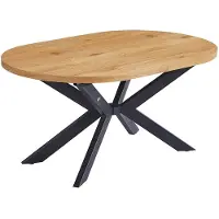 HOME DELUXE Table de salle à manger ovale extensible AVENTI avec pied en étoile - 160 x 100 cm Light Oak | Table de cuisine, salle à manger, table de salle à manger