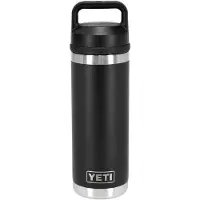 Yeti Rambler Bottle 18oz Chug Cap, Black, bouteille isotherme avec bouchon large, 532 ml