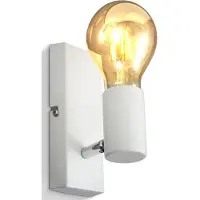 B.K.Licht Applique murale retro orientable blanche 16.5x5x11 cm E27 max 60 W spot vintage pivotant metal lampe mur salon couloir cuisine chambre