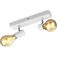 B.K.Licht Plafonnier vintage 2 spots orientables E27 – design rétro métal blanc pour salon, cuisine, bureau, couloir – éclairage personnalisable et chic