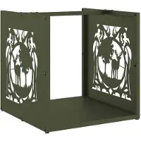 vidaXL Étagère à bois de chauffage vert olive 40x40x40 cm Acier laminé à froid