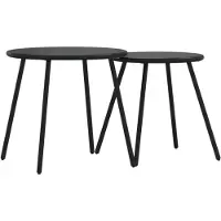 vidaXL Table basse de jardin 2 pcs. Rond Noir Acier revêtu par poudre