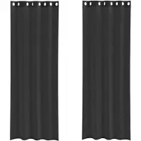 vidaXL Voile Rideaux avec œillets 2 pcs. noir 140x300 cm