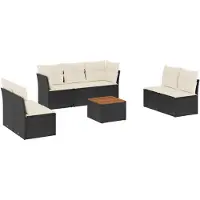 vidaXL Ensemble de jardin canapé 8 pièces avec coussins noir poly rotin