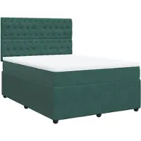 vidaXL Lit boxspring avec matelas vert foncé 140x200 cm velours