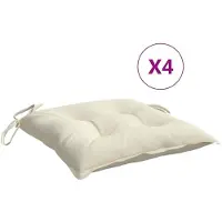 vidaXL Coussins de chaise lot de 4 blanc crème 40x40x7 cm tissu oxford