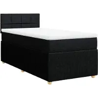 vidaXL Lit boxspring avec matelas noir 90x200 cm Tissu