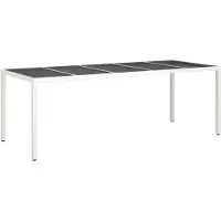vidaXL Table de jardin blanche 250x100x75 cm Poly rotin et verre trempé