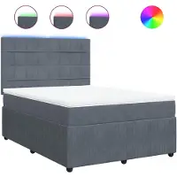 vidaXL Lit boxspring avec matelas gris foncé 160x200 cm velours