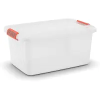 Kis K Latch Box L - Boîte de rangement avec couvercle - 43L - 59x39x28 - Transparent/Orange clips