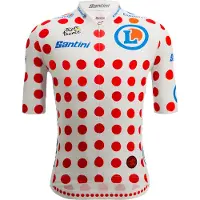 Santini Tour De France Official Polka Dot 2025 Short Sleeve Jersey Blanc L Homme