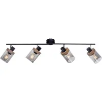 JUST LIGHT Projecteur - Marron - Gris - Noir - Verre - Bois - Métal - 4-flamme - L 114 cm