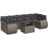 vidaXL Ensemble de jardin canapé 8 pièces avec coussins Gris Poly rotin