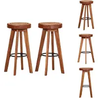 vidaXL Tabouret de bar 2 pcs. Cuir véritable et bois massif acacia - Tabouret de bar