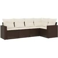 vidaXL Salon de jardin avec coussins 5 pcs marron résine tressée