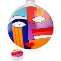 Gilde Vase à couvercle Grafic Face coloré grand