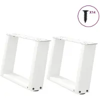 vidaXL Pieds de table basse en U 2 pcs. Blanc 40x(30-31) cm Acier