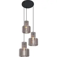 QAZQA Suspension rétro noire avec 3 lumières taupe - Felt