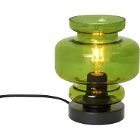 QAZQA Lampe de table rétro noire avec verre vert - Denise