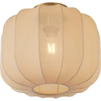 QAZQA Plafonnier Japandi doré avec abat-jour beige - Pluni