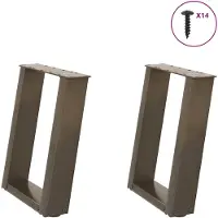 vidaXL Pieds de table basse en U 2 pcs. Acier naturel 38x(42-43) cm Acier