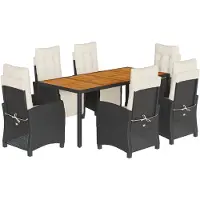 vidaXL Ensemble de jardin 7 pièces avec coussins Noir Poly Rattan