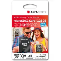 Agfa Micro Sdxc Uhs-i 128gb High Speed Class 10 U1 V10 Memory Card Noir