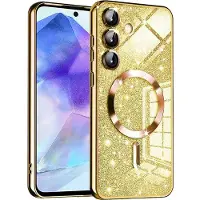 Techsuit - Luxury Glitter MagSafe - Samsung Galaxy A55 5G - Gold (Samsung Galaxy A55), Coque pour téléphone portable, Or