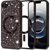 Techsuit - Luxury Glitter MagSafe - iPhone 16e - Black (Apple iPhone 16e, Apple iPhone 17e), Coque pour téléphone portable, Noir