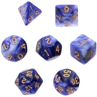 Rebel Jeu de dés RPG - Deux couleurs - Violet et Sidabrinis