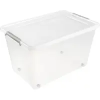 Keeeper Aufbewahrungsbox/Clipbox Lars, mit Rollen, 60 Liter natur-transparent, Deckel zuverlässig durch seit