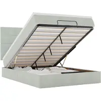 vidaXL Ottoman-lit avec matelas & LED gris clair 140x190 cm velours